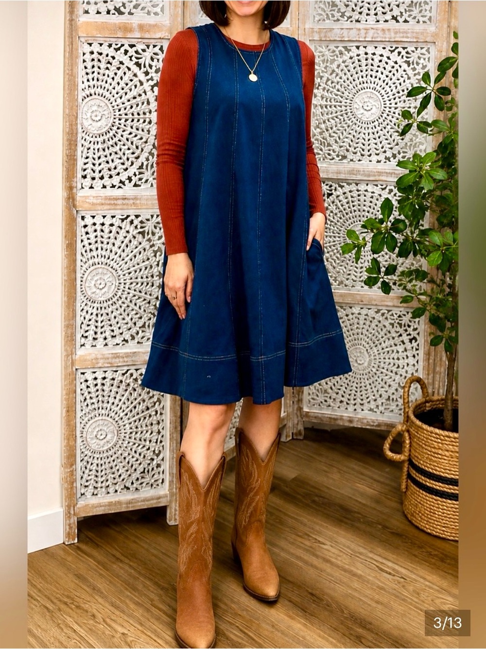JADE by JANE 100% Cotton sleeveless swing dress w/pockets